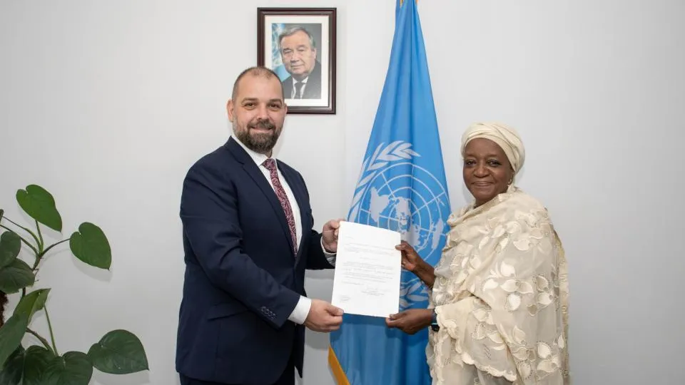  H.E. Mr. Maroš Mitrík, the new Permanent Representative of the Slovak Republic to the United Nations Office at Nairobi, the United Nations Environment Programme (UNEP), and the United Nations Human Settlements Programme (UN-Habitat), presented his credentials to Madam Zainab Hawa Bangura, Director-General of the United Nations Office at Nairobi (UNON).